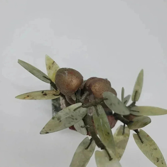 Vintage Chinese Carved Gemstone Fruit Tree Quartz Jade Leaves Bonsai Lucky 7" - Picture 6 of 14